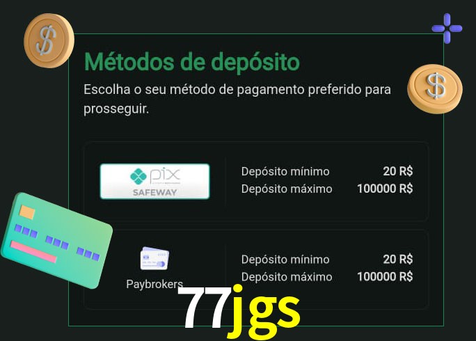 O cassino 77jgs oferece uma grande variedade de métodos de pagamento